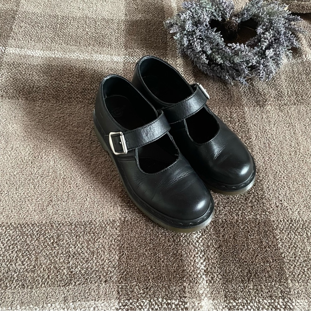 Dr. Martens Black Mary Jane Shoes with Buckle